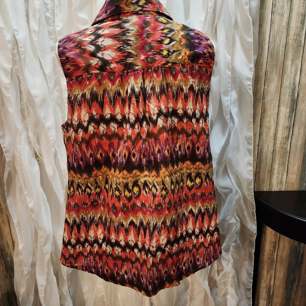 Avenue V Neck Button Down Multi Texture/Stitching… - image 7